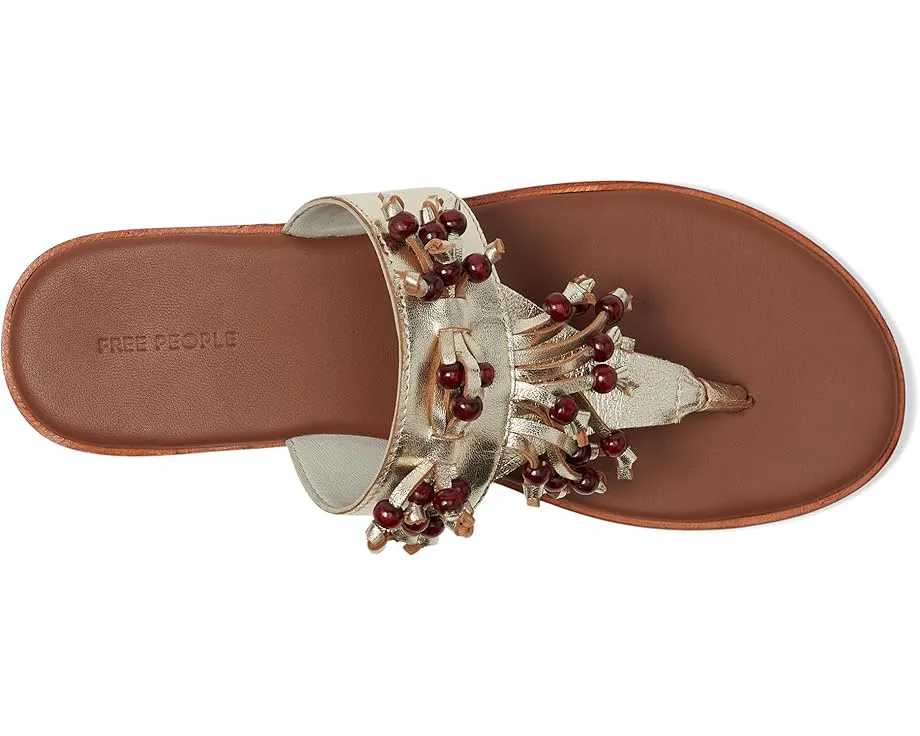 Веганские сандалии Free People Sadie с деревянными бусинами и металлической кожей