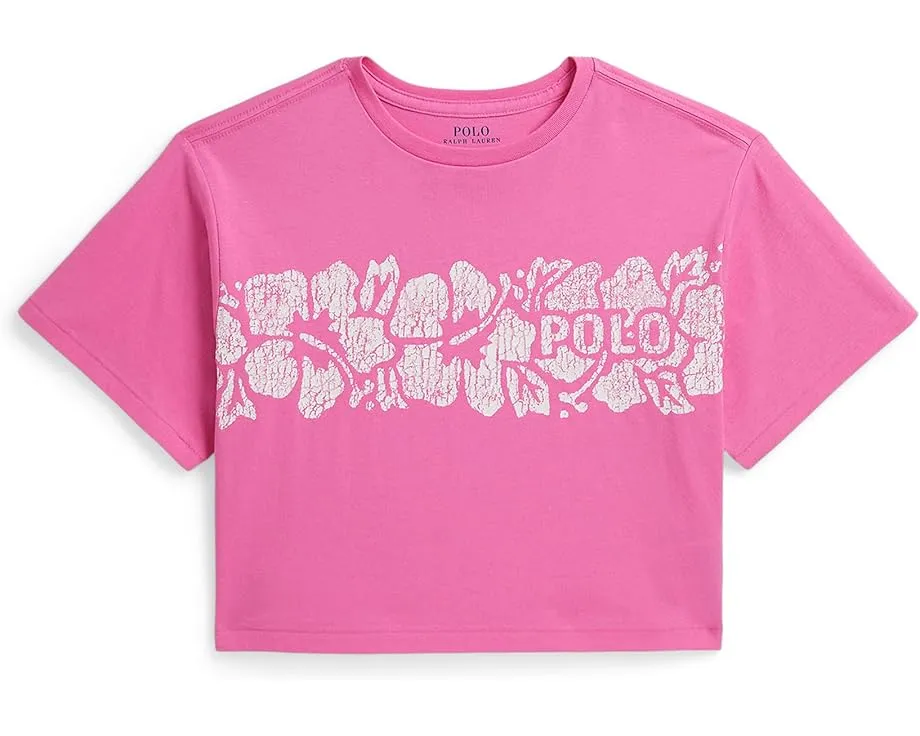 Floral-Print Logo Cotton Boxy Tee (Big Kid)