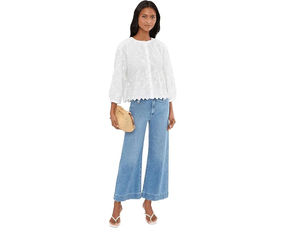 3/4 Sleeve Crew Neck Lace Top
