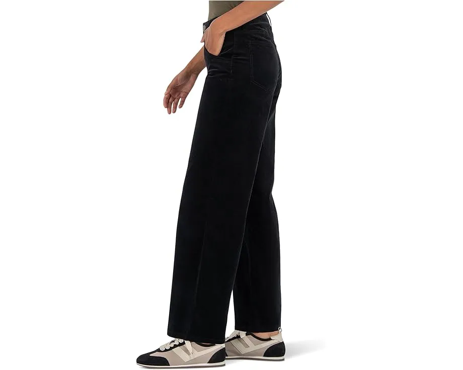 Джинсы KUT from the Kloth с высокой посадкой и расклешенным низом черного цвета