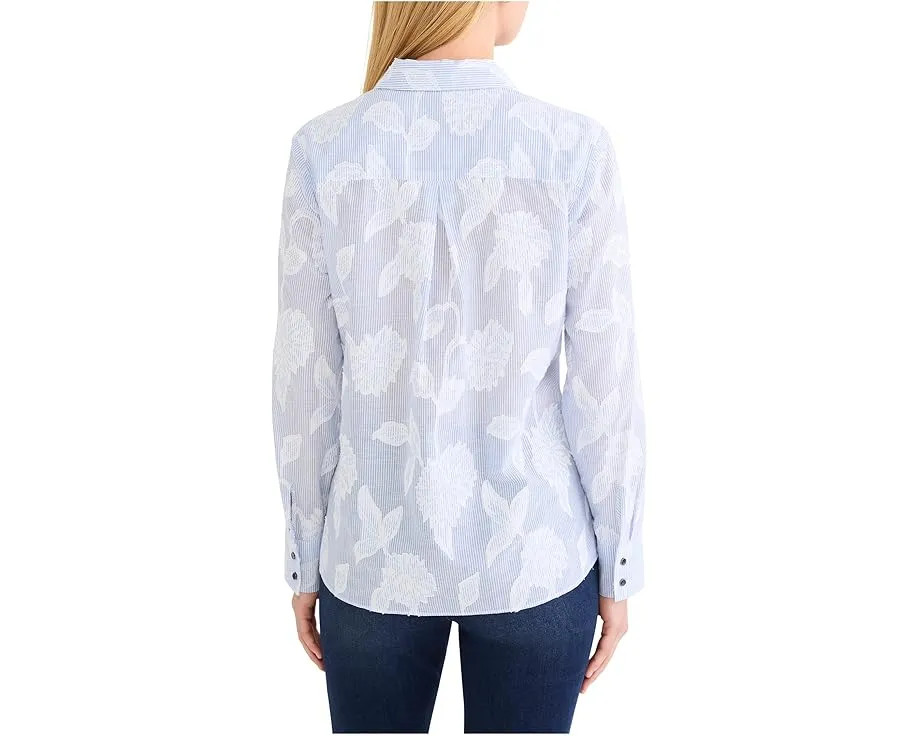 Топ NIC+ZOE Petite в полоску с жаккардовым узором