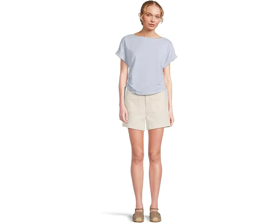 Lilla P Блуза с лодочкой и сборками по бокам из фактурного трикотажа