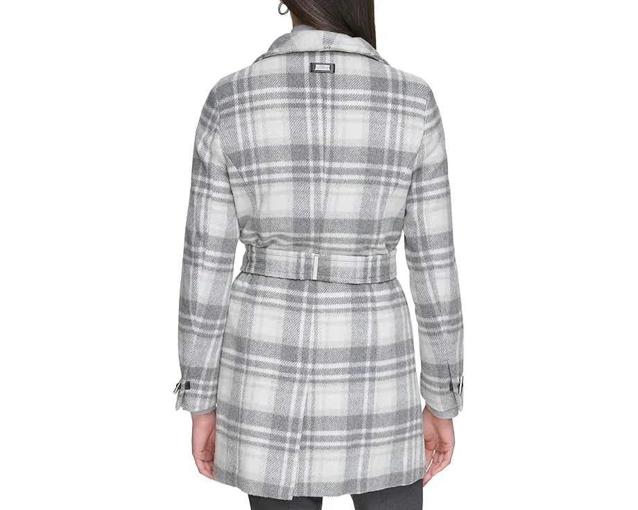 Шерстяное пальто Calvin Klein с поясом и воротником шалью