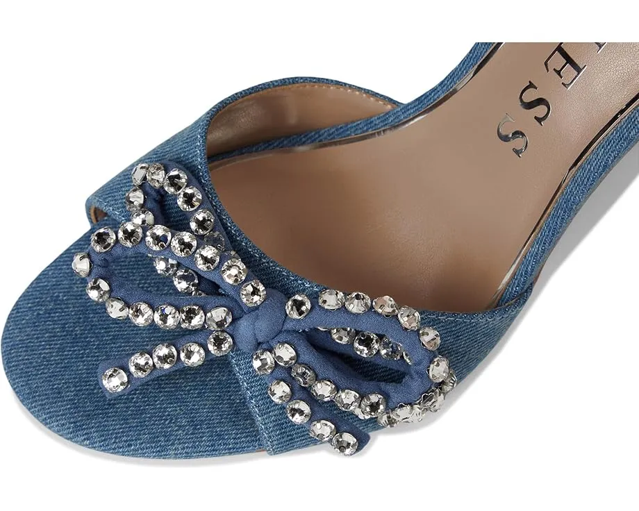 GUESS Вечерние сандалии Charmin с джинсовым верхом и стразами на каблуке-шпильке