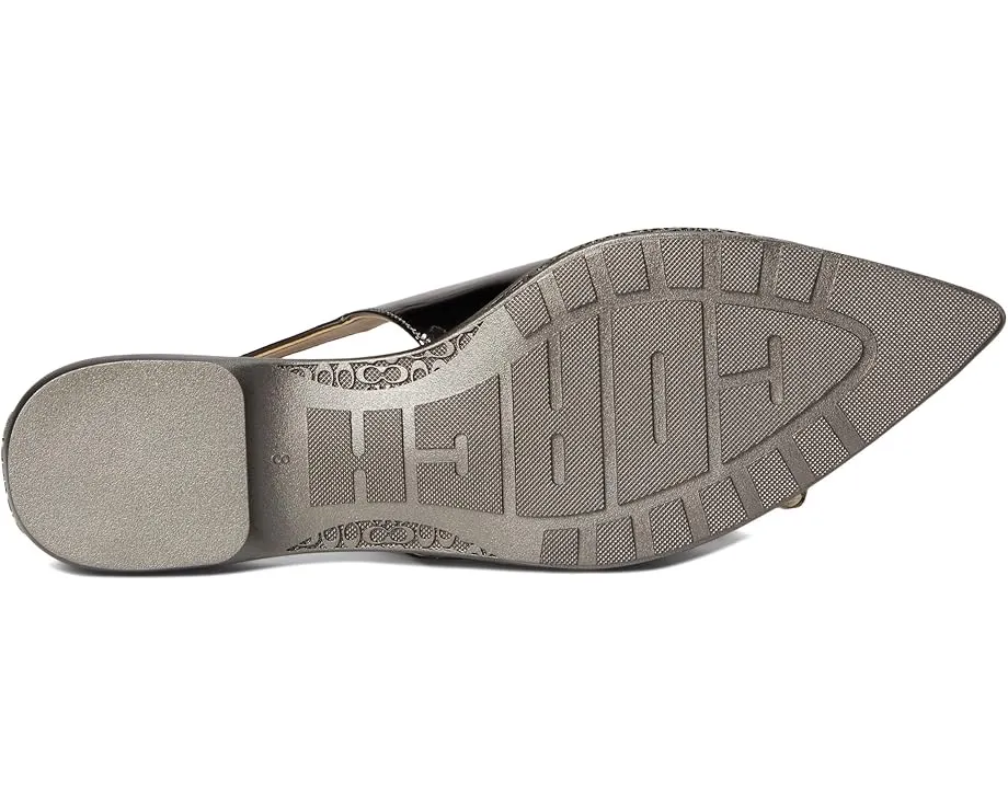 Балетки Carrie с острым носком из металлизированной кожи COACH на регулируемой пряжке