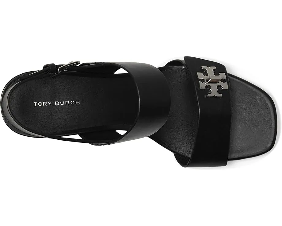 Сандалии Tory Burch T Lock на каблуке 55 мм с квадратным носком