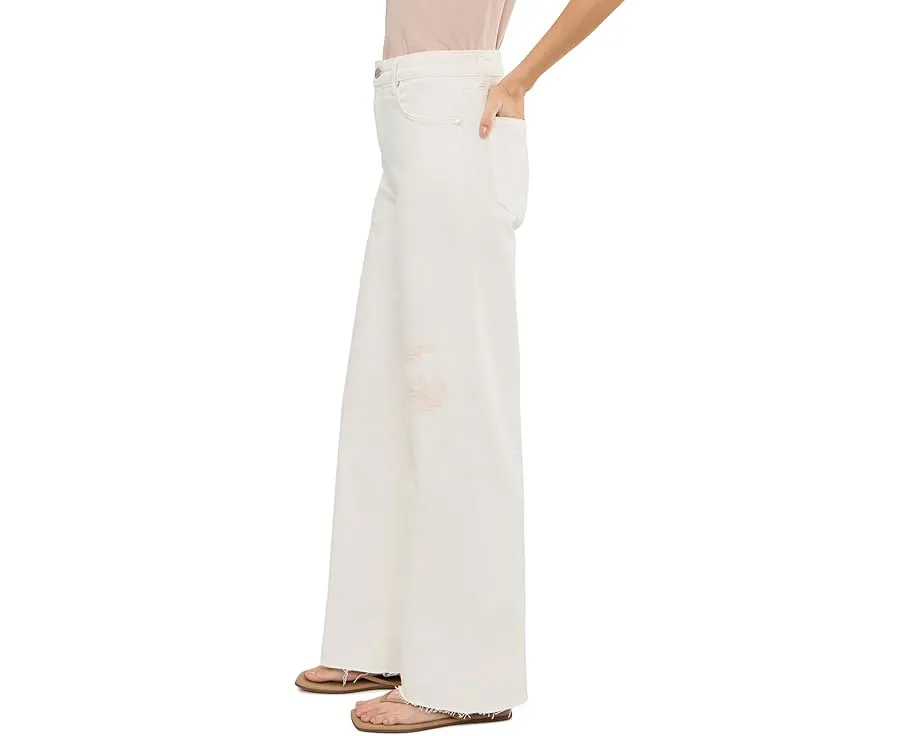 Джинсы Saige Mid-Rise Wide Leg Crop с широкими штанинами и средней посадкой в цвете Powder Mended