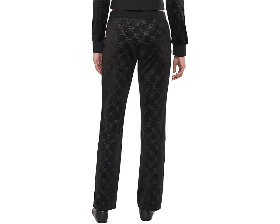 Juicy Couture Брюки из велюра с тисненым логотипом и высокой посадкой