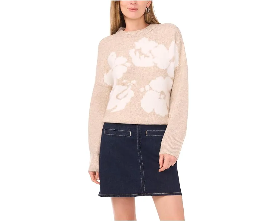 Свитер с круглым вырезом и цветочным мотивом Vince Camuto