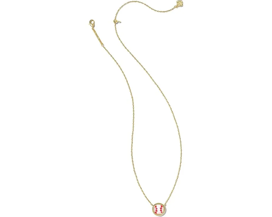 Кулон Kendra Scott в виде бейсбольного мяча с красной эмалью и перламутром