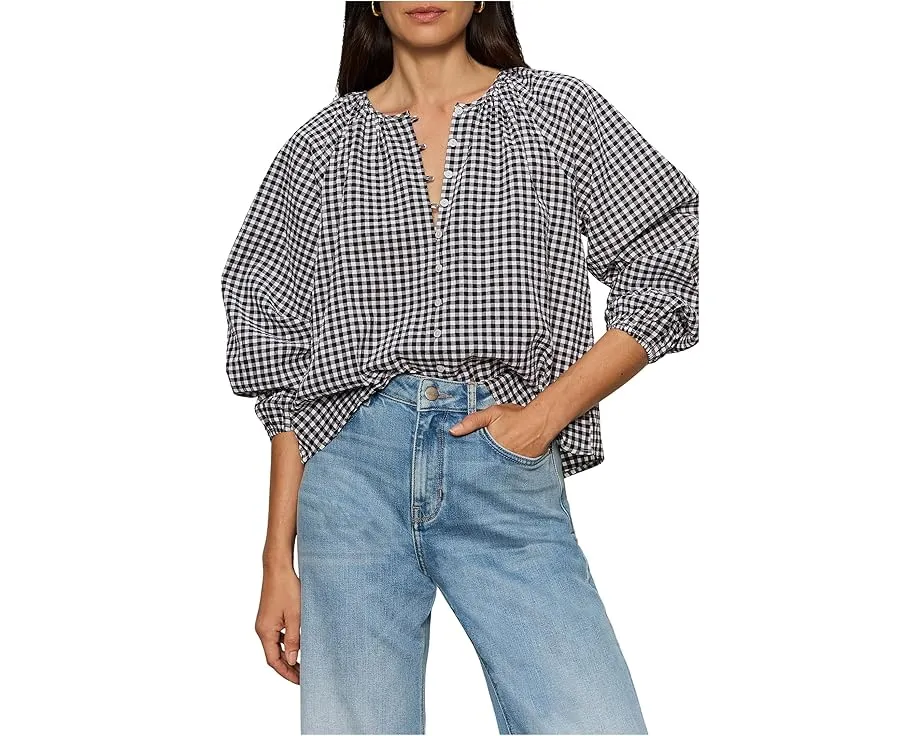 Блуза Sanctuary Perfect Gingham Button с V-образным вырезом и регланными рукавами