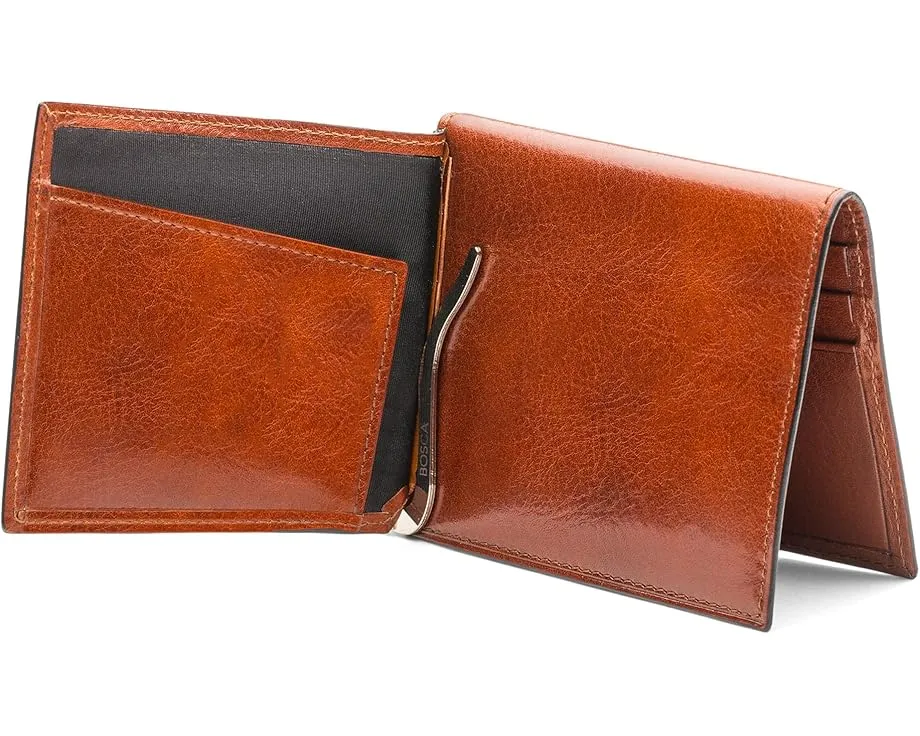 Кошелек Bosca с клипсой для денег из состаренной кожи