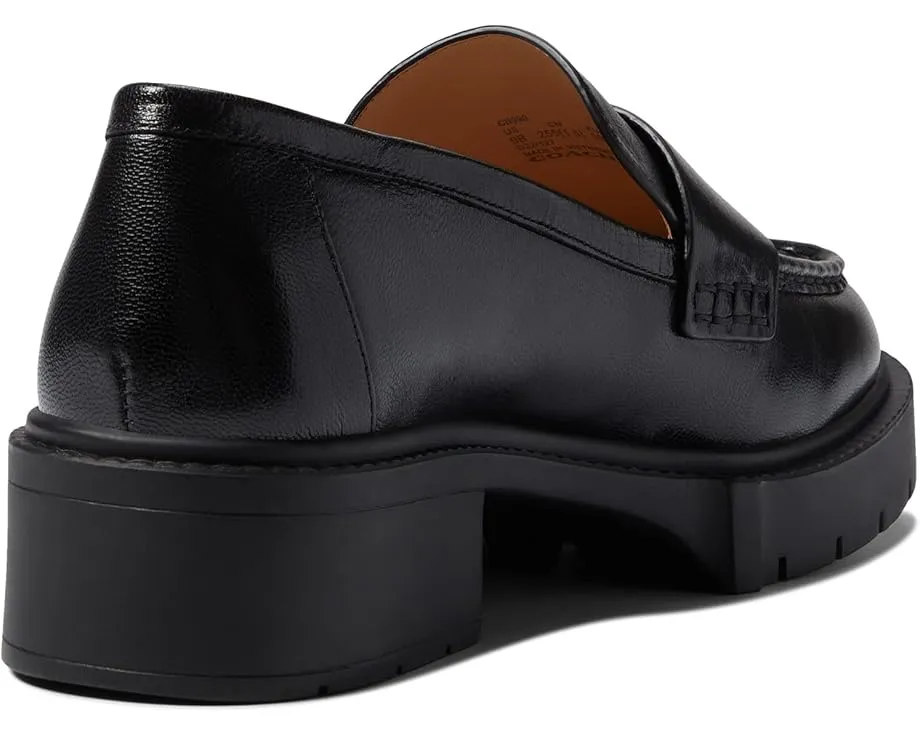 Кожаные лоферы COACH Leah на платформе с квадратным каблуком