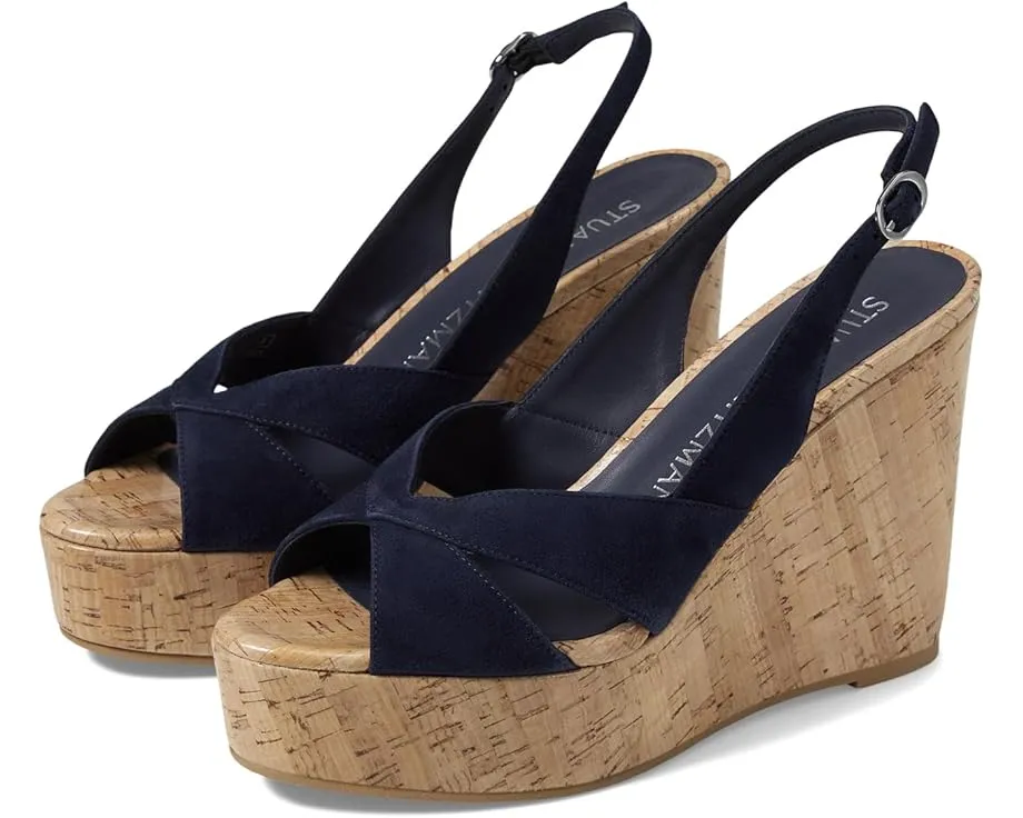 Сандалии Carmen Wedge от Stuart Weitzman на танкетке синие
