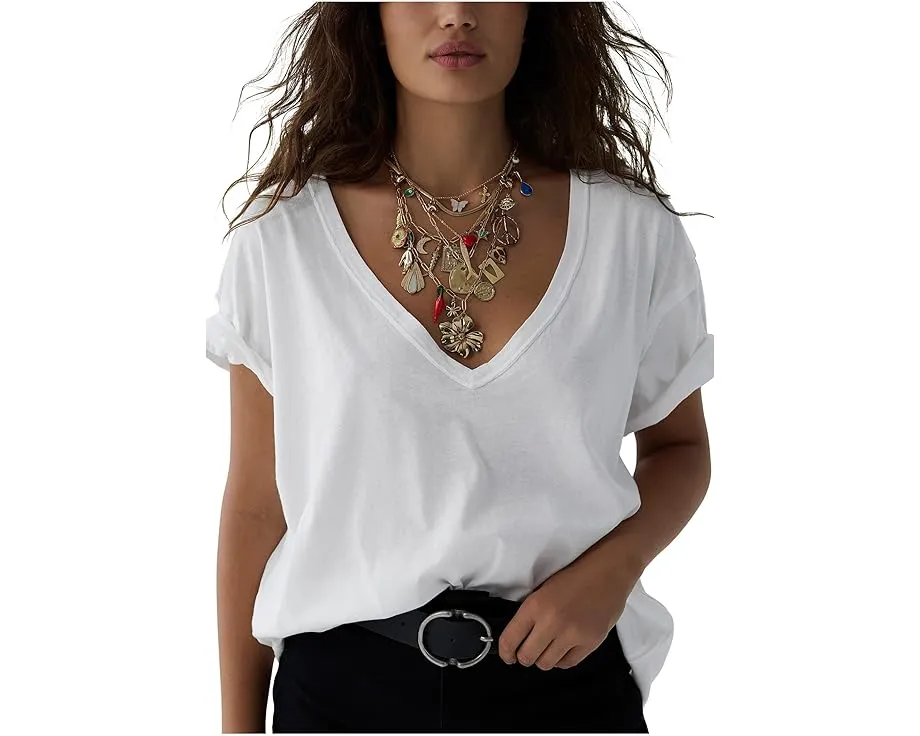 Футболка Free People Nina Tee V с V-образным вырезом и свободным кроем