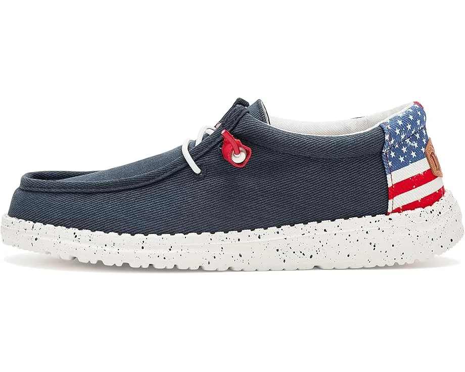 Hey Dude Kids Слипоны Wally Americana с хлопковым верхом и подошвой ЭВА в патриотичном стиле
