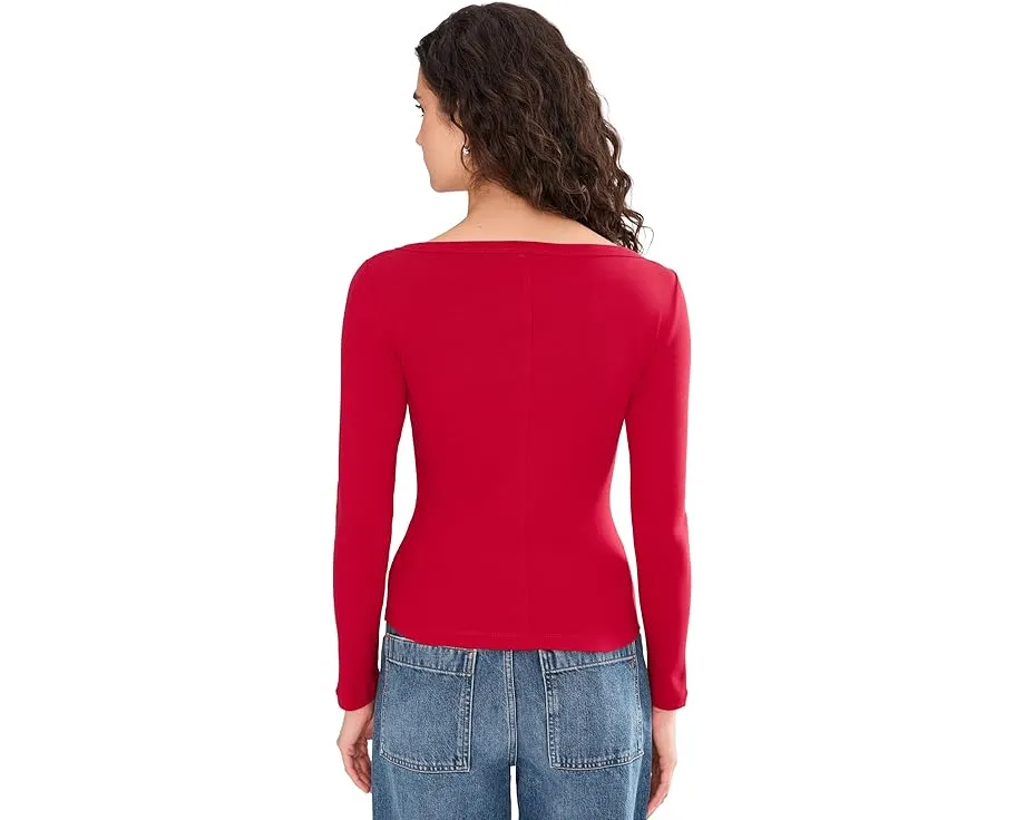 Футболка Madewell 90s Boatneck из компактного хлопка с длинными рукавами