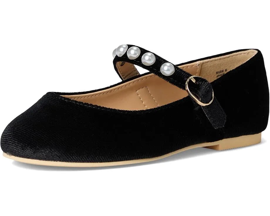 Детские бархатные балетки Janie and Jack с жемчужным декором и круглым мысом
