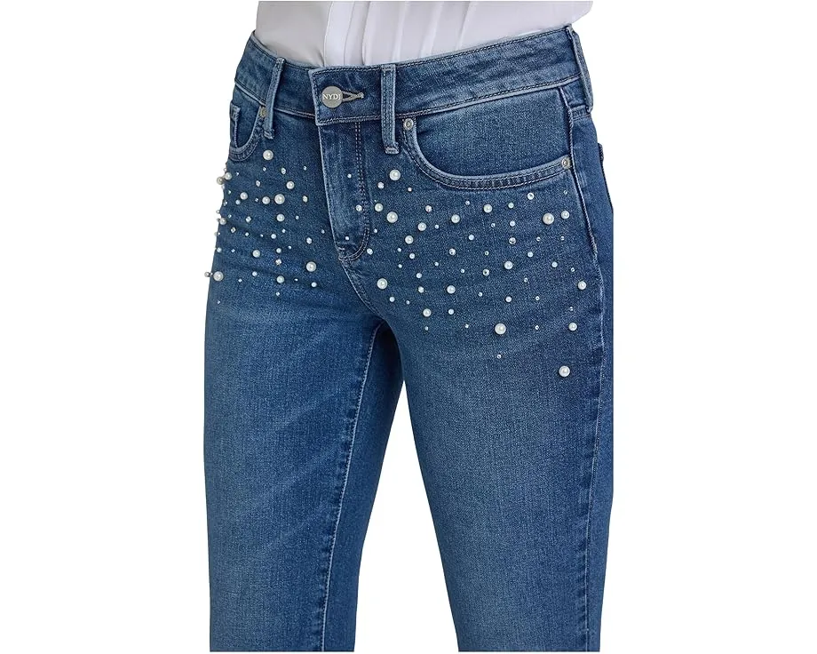 NYDJ Marilyn Straight джинсы с искусственным жемчугом и технологией Lift Tuck