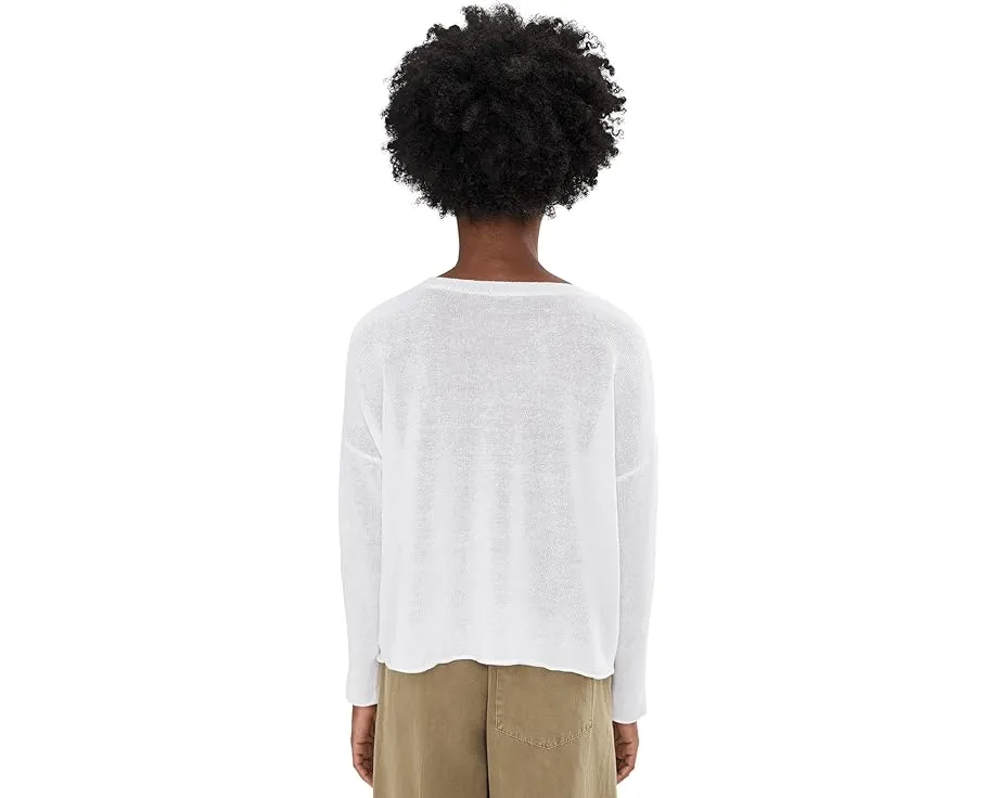 Свитер Eileen Fisher с круглой горловиной из органического льна и хлопка