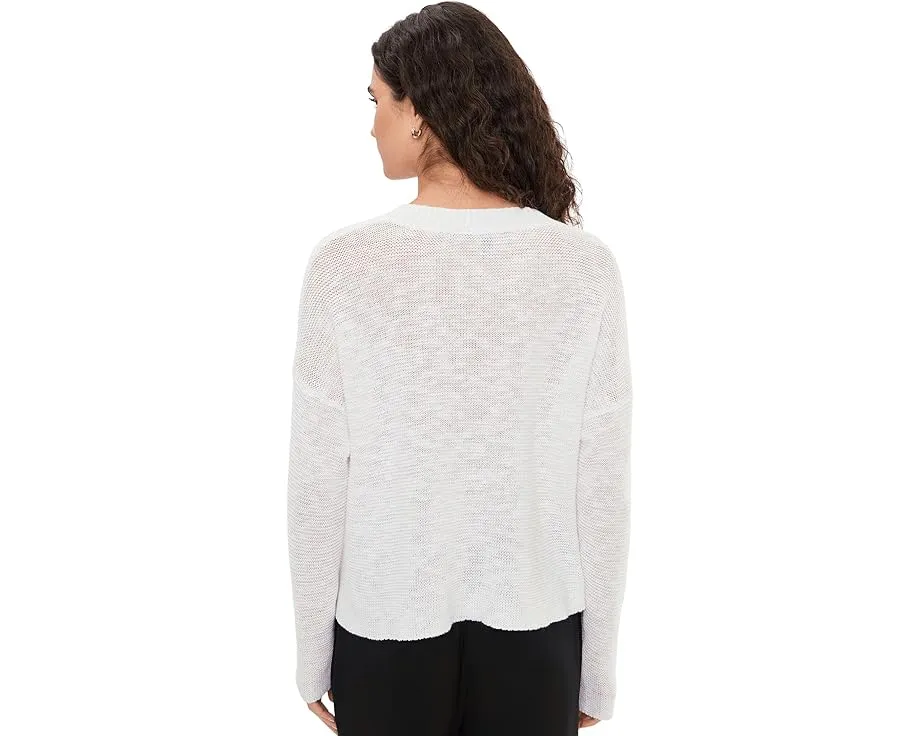 Свитер Eileen Fisher с V-образным вырезом из смеси органического льна и хлопка