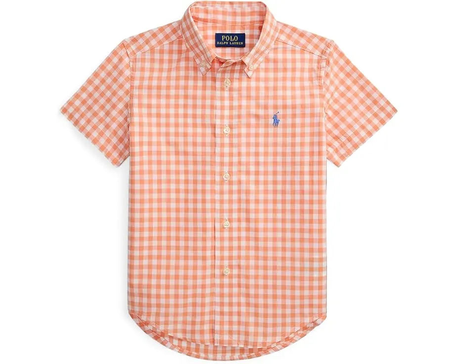 Рубашка Polo Ralph Lauren Kids с коротким рукавом из хлопкового поплина в клетку