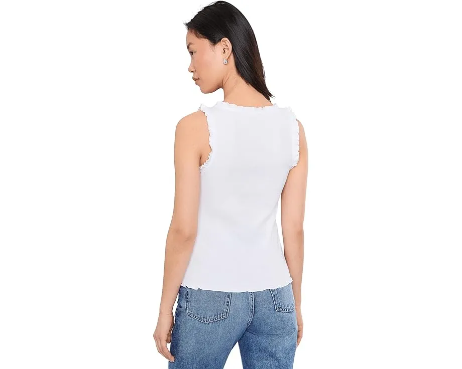 Топ с рюшами и ребристой вязкой Vince Camuto из хлопка и спандекса