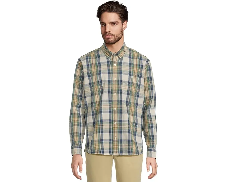 Рубашка Comfort Stretch Chambray от L.L.Bean с длинным рукавом и традиционным кроем навыпуск