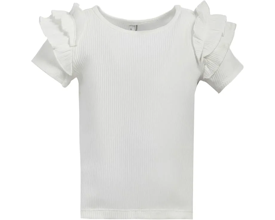 Блузка для девочки Janie and Jack с короткими рукавами в рубчик и рюшами