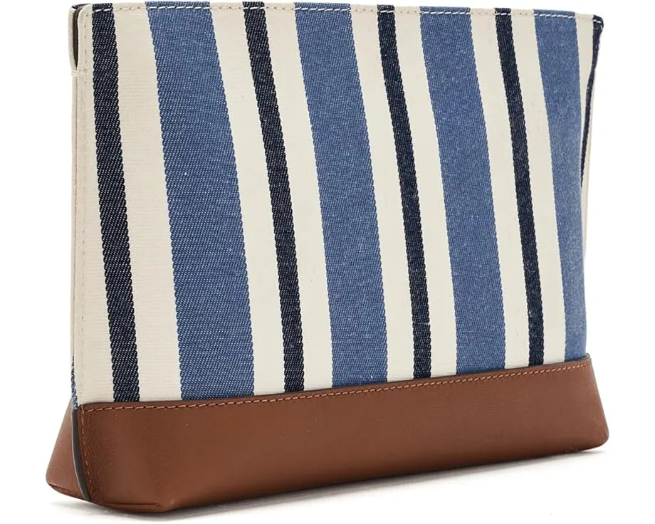 Большая сумка-косметичка Lauren Ralph Lauren из полосатого холста с кожаными деталями