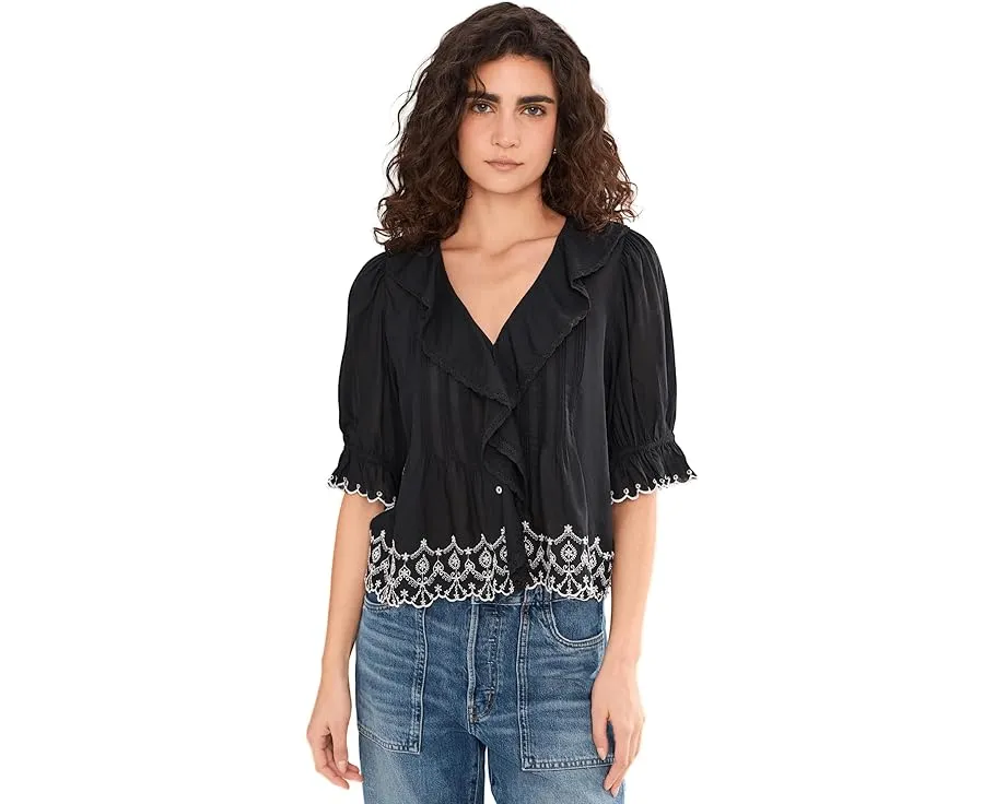 Блуза Madewell с рюшами и рукавами фонариками на пуговицах