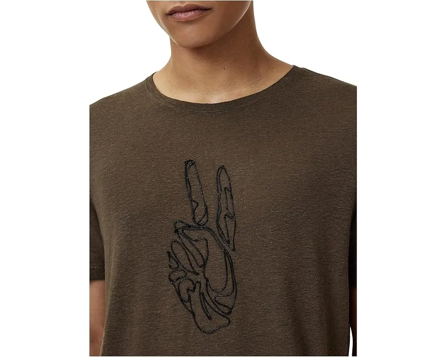 Футболка John Varvatos Cording Peace из смеси льна с короткими рукавами