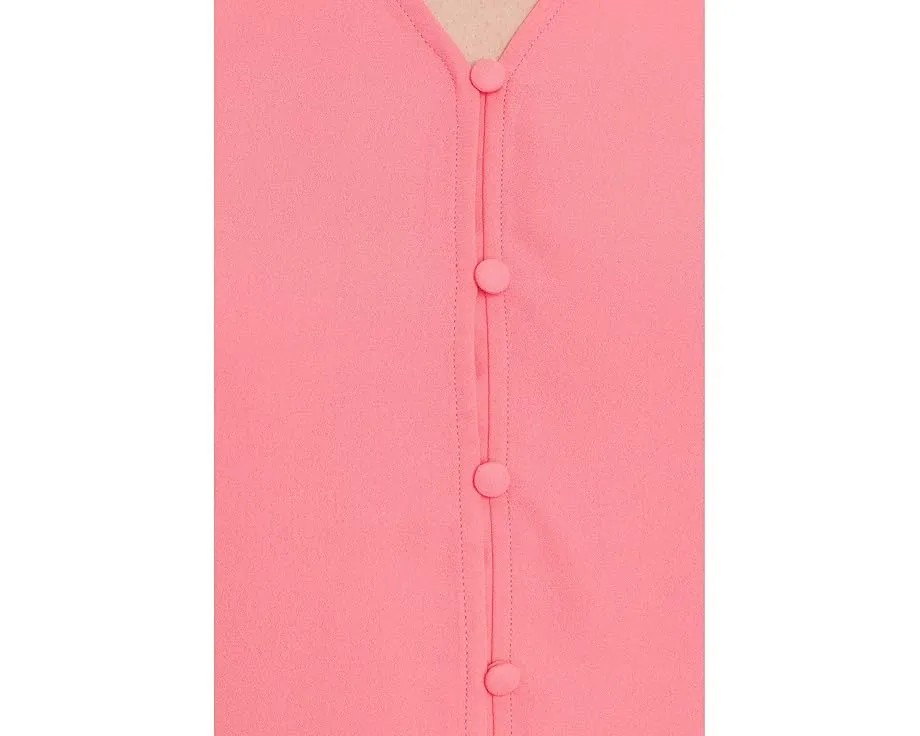 Блузка CeCe с двойным пышным рукавом и сборкой на плечах из жоржета