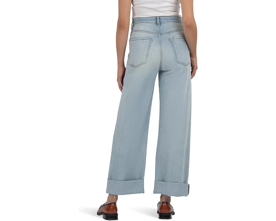 Джинсы Gwen High-Rise Wide Leg KUT from the Kloth с пятью карманами и подвернутым низом