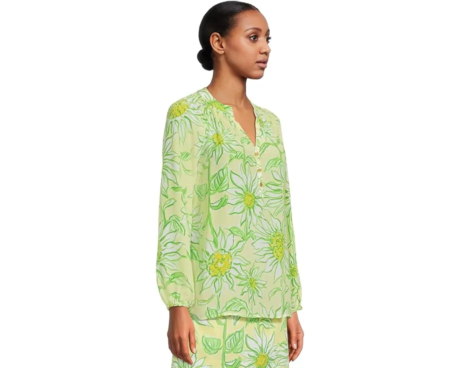 Блуза свободного кроя Elsa Top от Lilly Pulitzer из струящегося шелка с воротником на резинке