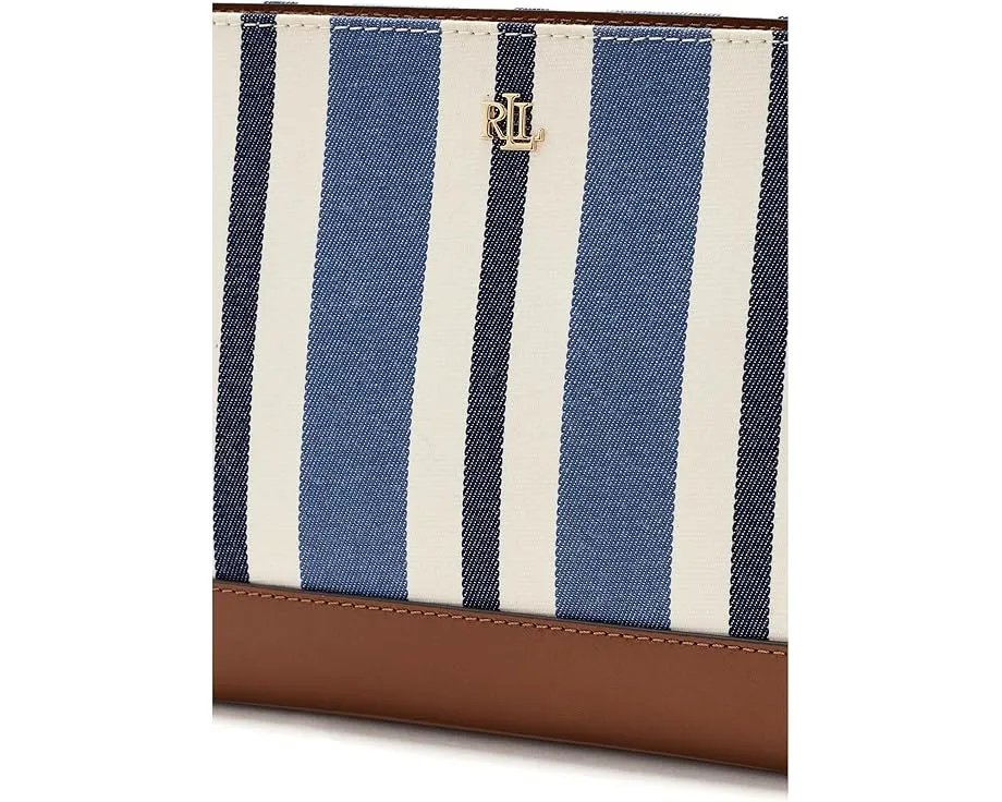 Большая сумка-косметичка Lauren Ralph Lauren из полосатого холста с кожаными деталями
