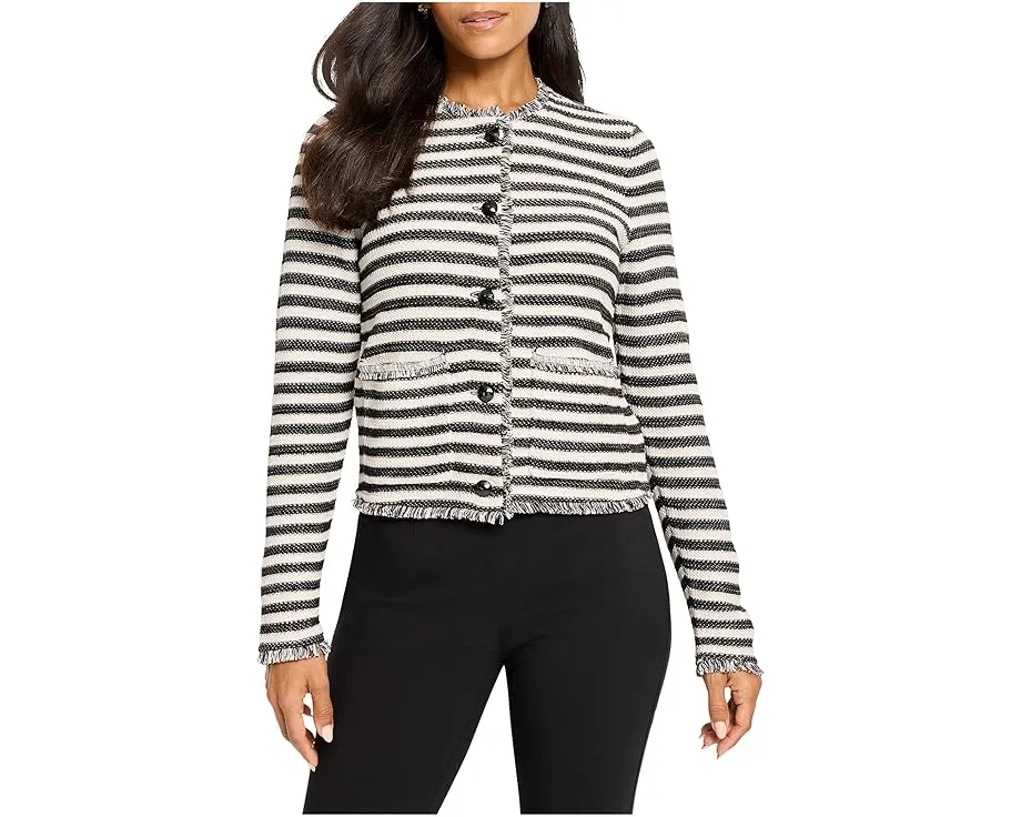 Вязаная женская куртка NIC+ZOE с полосками и бахромой