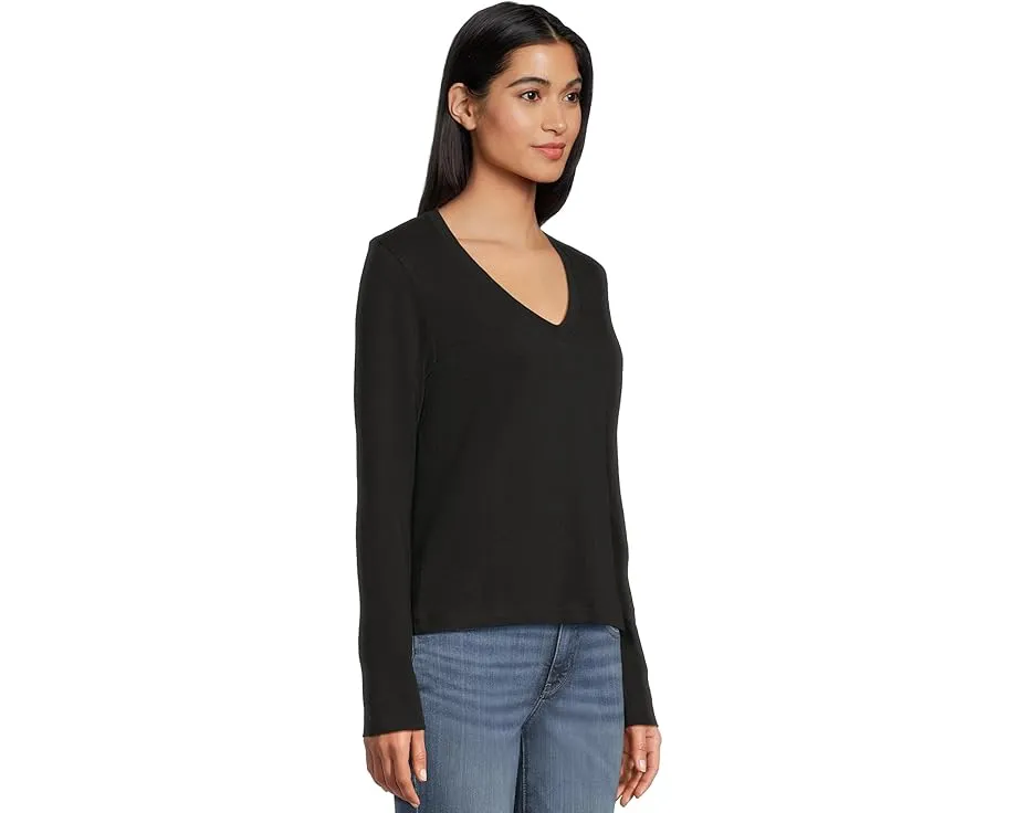 Lilla P Длинный топ с V-образным вырезом и отделкой из плотного хлопка Vintage Slub