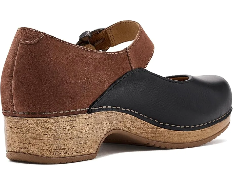 Dansko сабо Bonny Mary Jane из черной кожи с ремешком