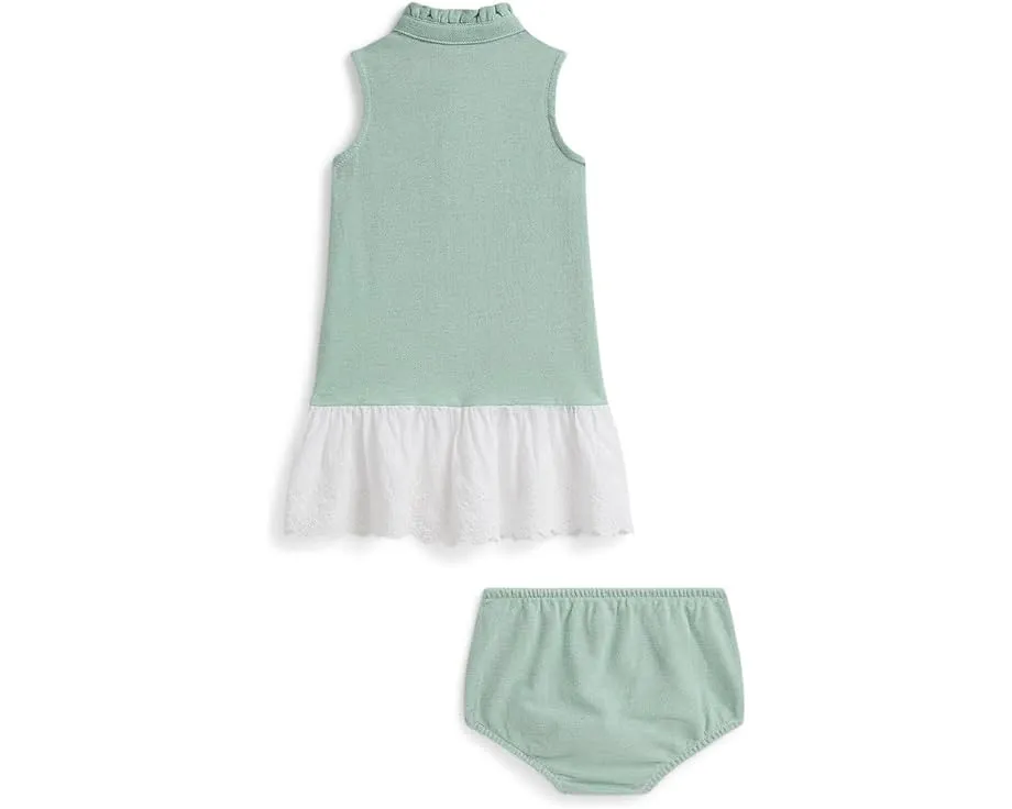 Платье Polo Ralph Lauren Kids с ажурной вышивкой и шортами из хлопковой сетки для малышей