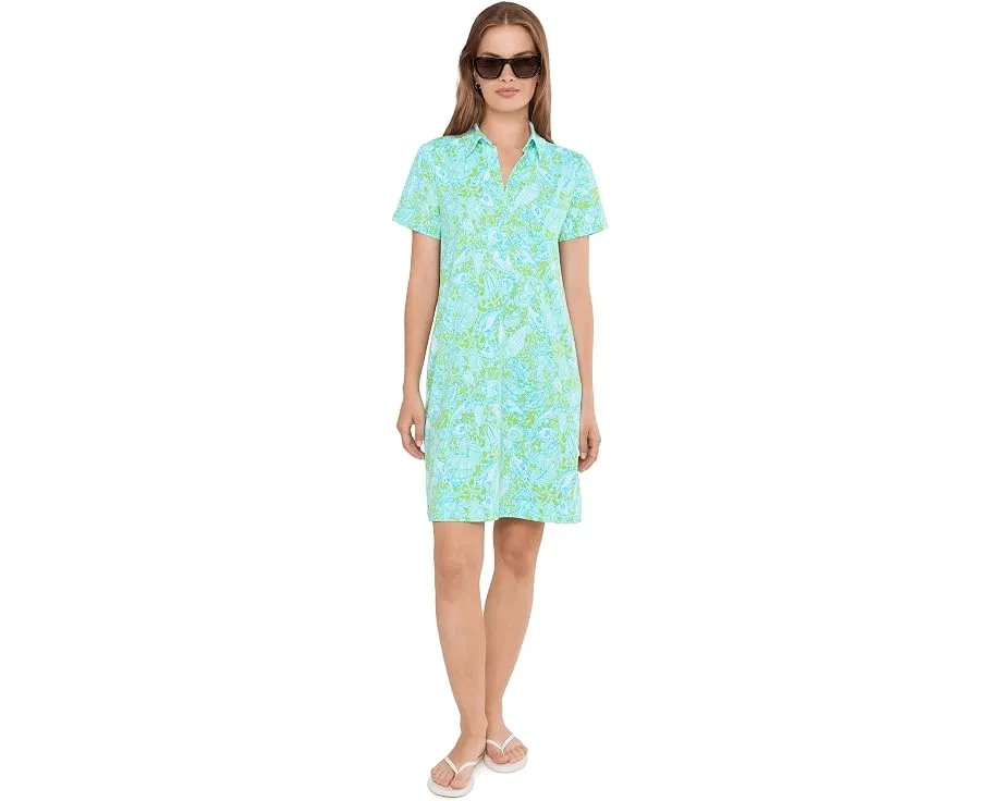 Lilly Pulitzer короткое платье Dune с защитой UPF 50 и отложным воротником