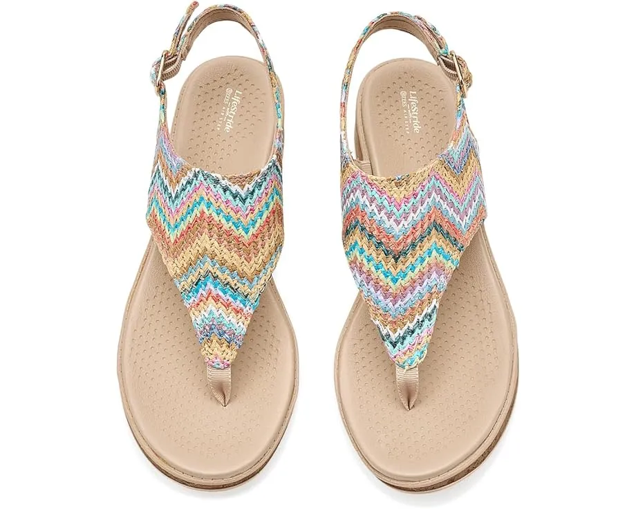 LifeStride пляжные сандалии Beachy Thong с клиновидным каблуком