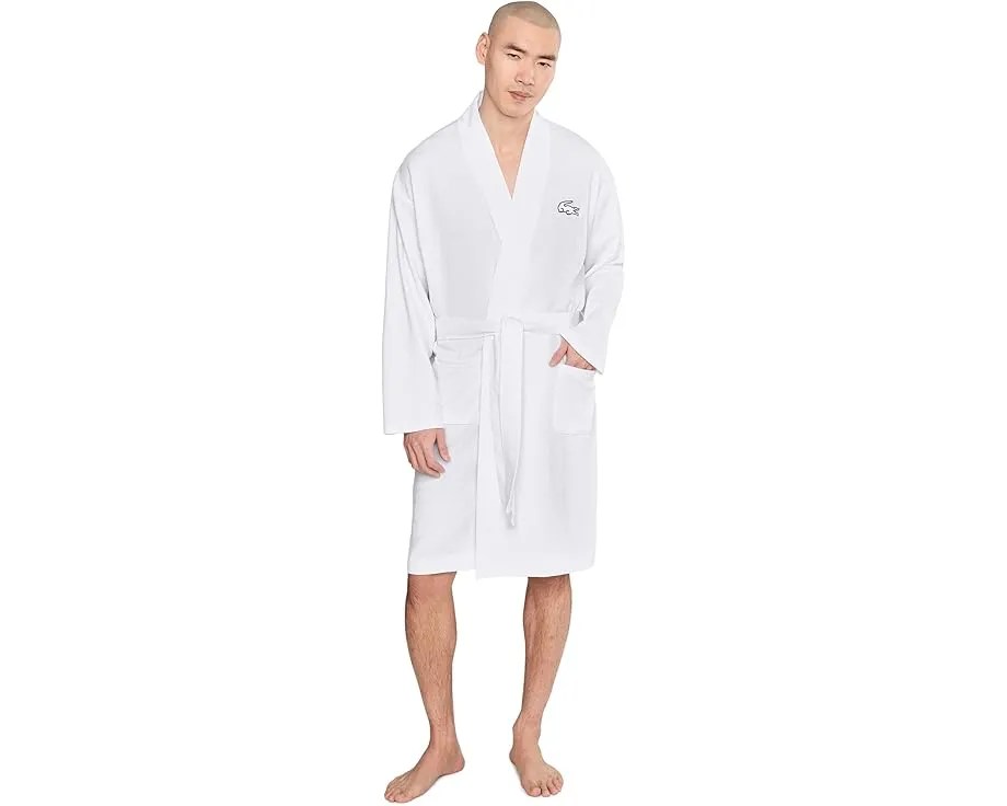 Халат Lacoste из вафельной ткани с вышитым крокодилом