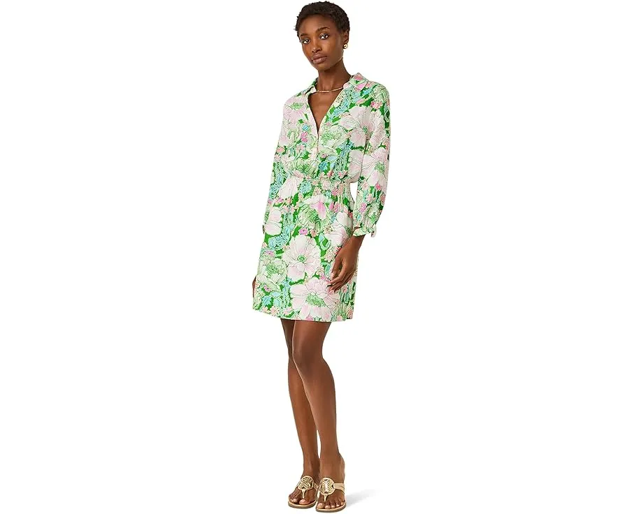 Lilly Pulitzer Платье-рубашка Abralynn из льна с присборенной талией