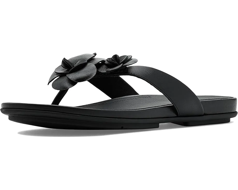 Шлепанцы FitFlop Gracie Flower Leather Flip-flops с цветочным принтом
