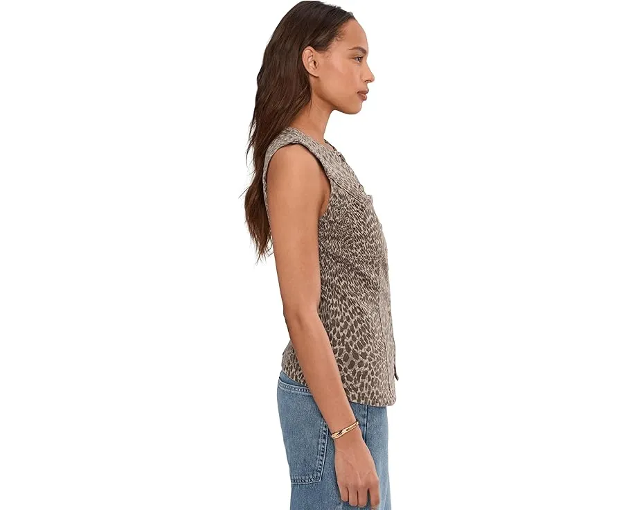 Джинсовый жилет Liverpool Los Angeles с круглым вырезом и разрезом спереди