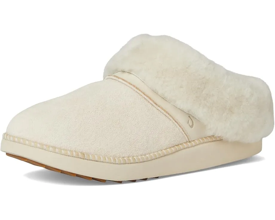 OluKai Домашние тапочки Ku‘I из натуральной кожи с меховой подкладкой