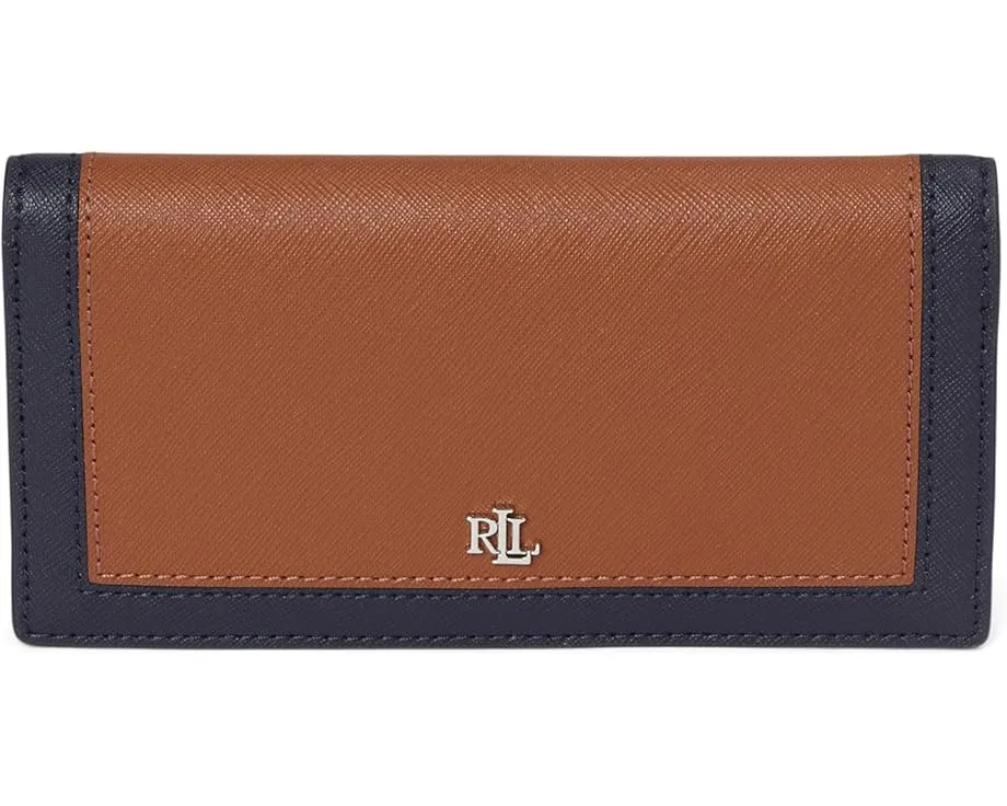 Ультратонкий кожаный кошелек Lauren Ralph Lauren с узором «перекрестная штриховка»