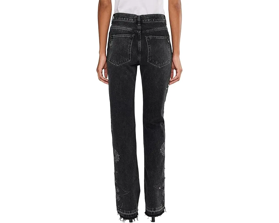 Джинсы Free People Irie Embellished с декором и прямой штаниной