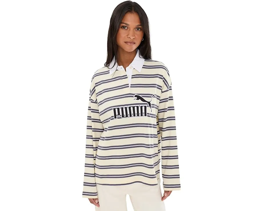 Лонгслив Puma Essentials Elevated No.1 Logo Oversized Striped Rugby Polo поло с полосатым принтом